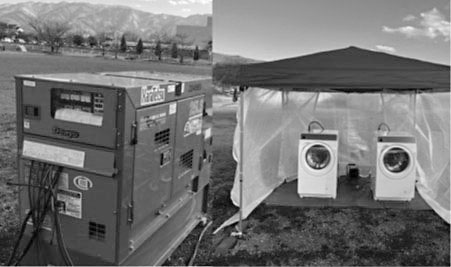 写真２：発電機とランドリー（著者提供）