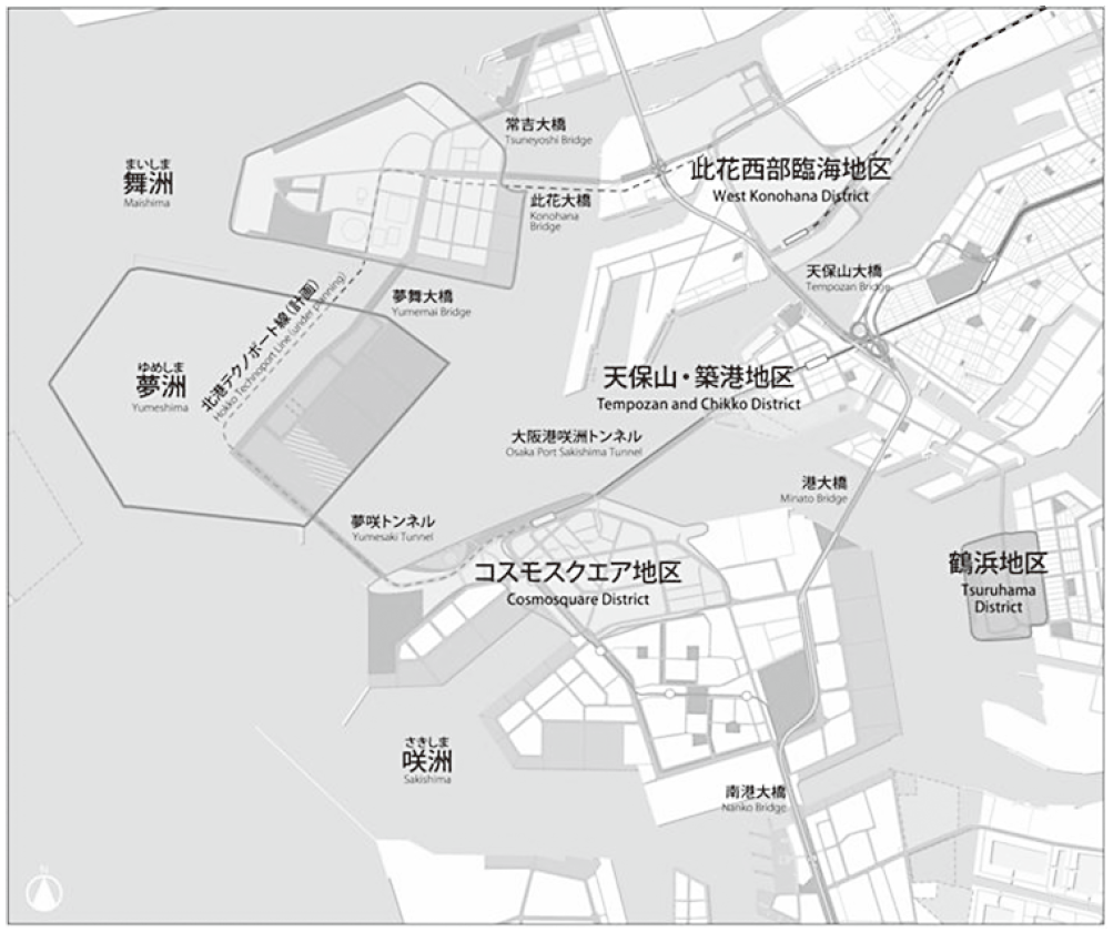 図2　「夢洲」と隣の「咲洲」の位置関係を示す図